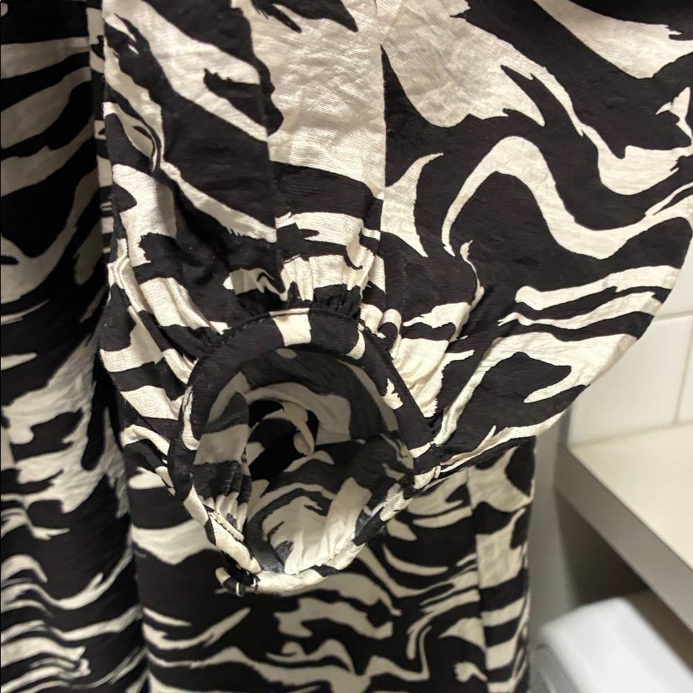 H&M Balloon Sleeve Oversized Zebra Print Flowy Dress - Picture 4 of 9